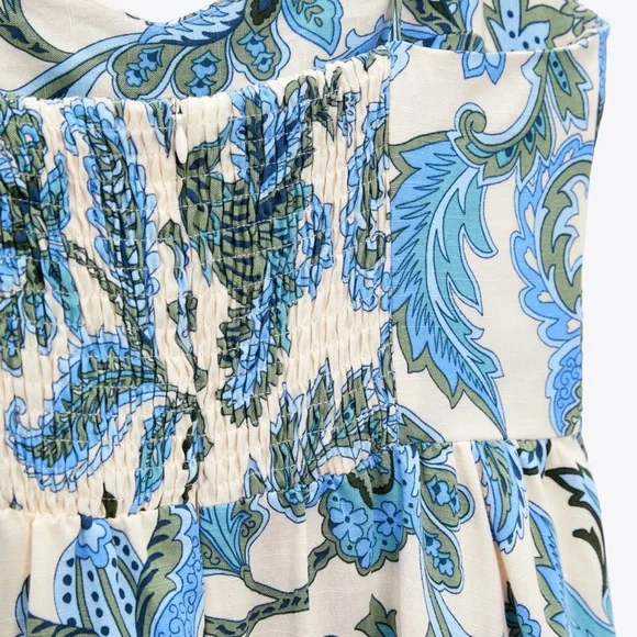 Zara maxi dress. Never worn. NWT. Blue and green - Picture 3 of 7